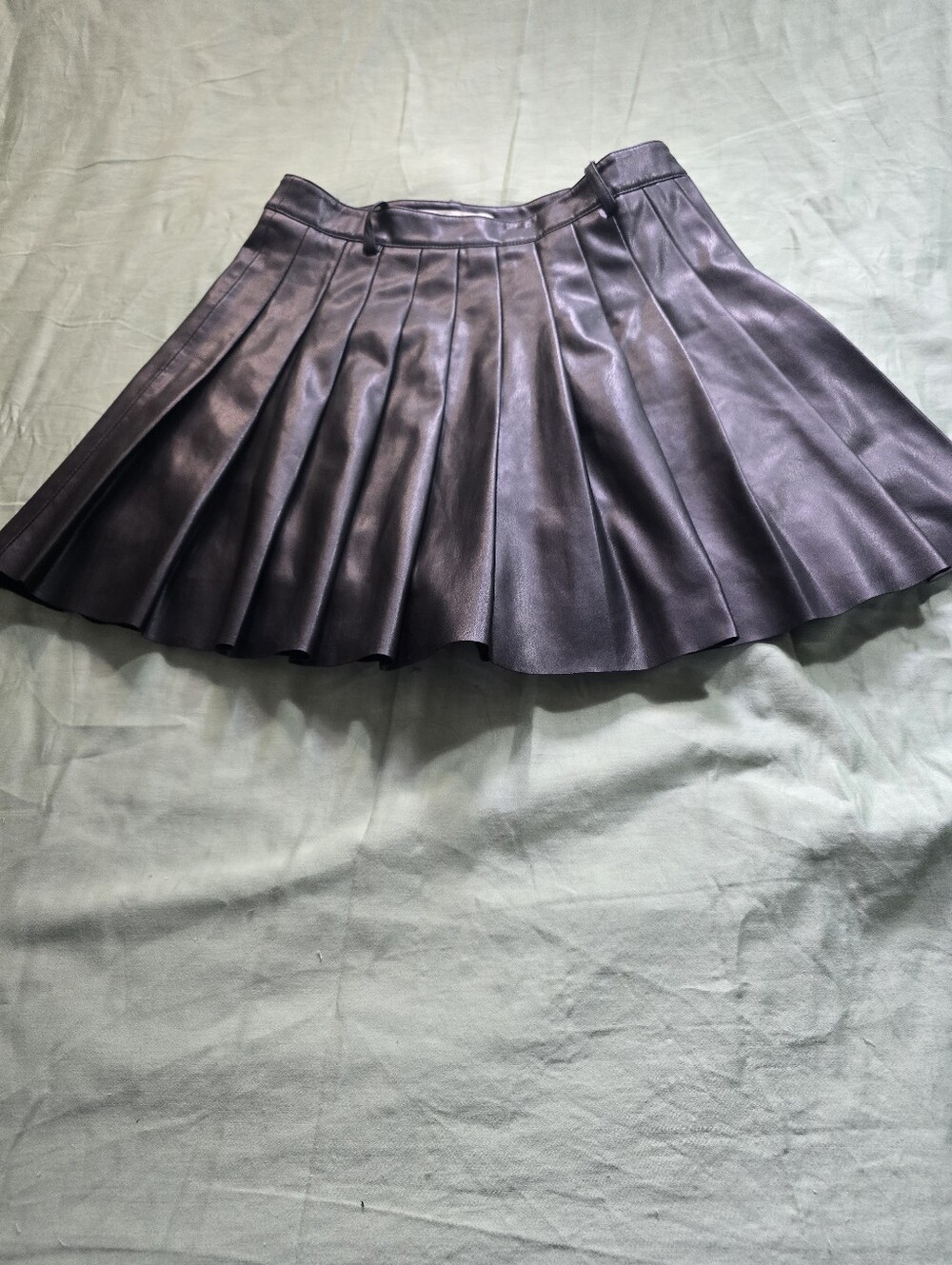 Zara Black Faux Leather Pleated Mini Skirt Size Small
